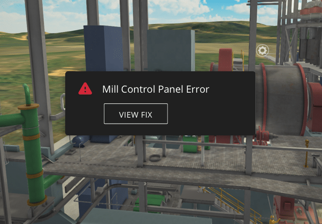 Control Error UI on Clarity 3D virtual training platform